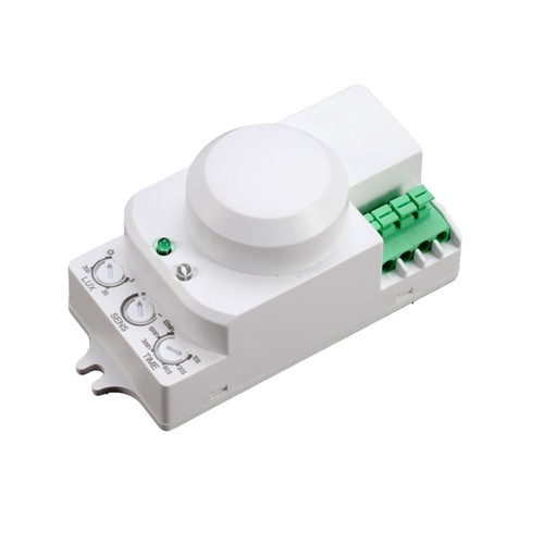 Détecteur de mouvement micro-ondes avec manual override - 360°, portée 1-8m, IP20, blanc, max 300W LED