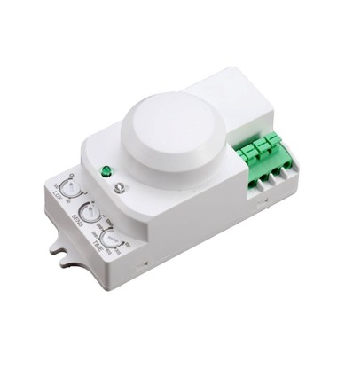 Détecteur de mouvement micro-ondes avec manual override - 360°, portée 1-8m, IP20, blanc, max 300W LED