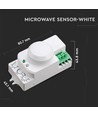 Détecteur de mouvement micro-ondes avec manual override - 360°, portée 1-8m, IP20, blanc, max 300W LED
