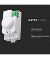 Détecteur de mouvement micro-ondes avec manual override - 360°, portée 1-8m, IP20, blanc, max 300W LED