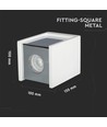 Spot en saillie GU10 carré en plâtre avec base chrome - 10x10cm, blanc/chrome, IP20 intérieur, sans source lumineuse