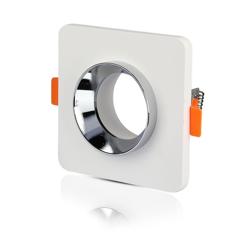 Spot encastrable GU10 en plâtre - Blanc/chrome, Perçage : Ø8,0 cm, Dimensions : Ø10 cm, sans source lumineuse