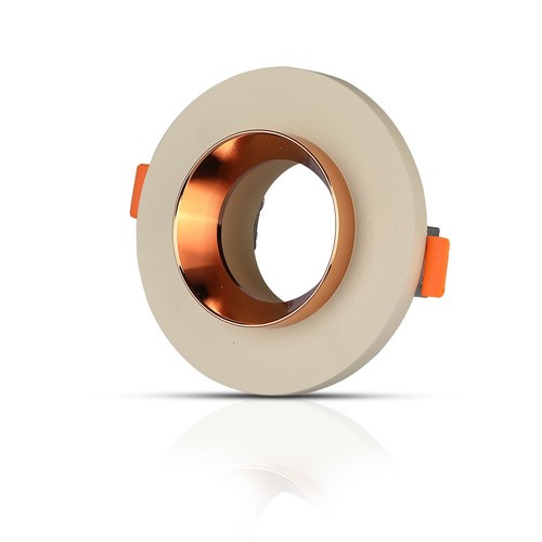 GU10 Plâtre Métal - Blanc cassé avec Base Rose Doré Mat Rond