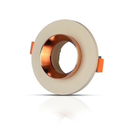 GU10 Plâtre Métal - Blanc cassé avec Base Rose Doré Mat Rond