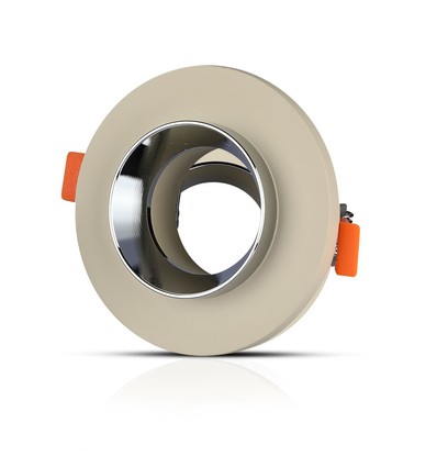 Spot encastrable GU10 en béton/métal - Rond, off-white avec base chrome, IP20 intérieur