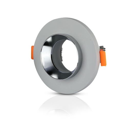 Spot encastrable GU10 en plâtre - Rond, béton gris avec chrome, trou Ø80 mm, IP20 intérieur