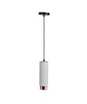 Suspension GU10 en plâtre et métal - Ronde, grise avec base rose gold mat, IP20 intérieur, sans source lumineuse