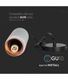 Suspension GU10 en plâtre et métal - Ronde, grise avec base rose gold mat, IP20 intérieur, sans source lumineuse