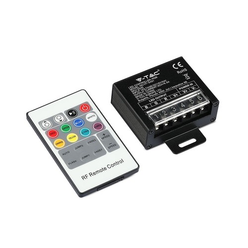 Contrôleur LED RGB avec télécommande RF 20 touches - 12V/24V, 3 canaux, max 480W, IP20