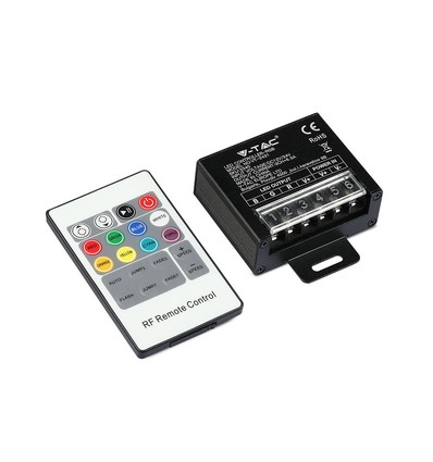 Contrôleur LED RGB avec télécommande RF 20 touches - 12V/24V, 3 canaux, max 480W, IP20