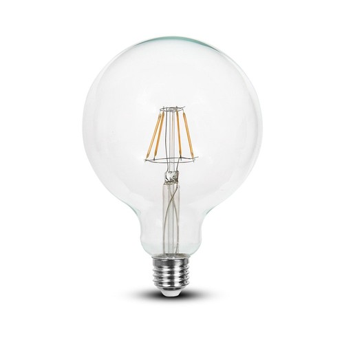 Ampoule LED filament E27 6W - G125, 806lm, 6400K, verre clair, 300°