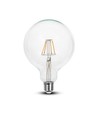 Ampoule LED filament E27 6W - G125, 806lm, 6400K, verre clair, 300°