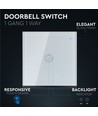 Interrupteur de sonnette tactile 1 bouton, blanc - Couvercle en verre, encastré, IP20 intérieur