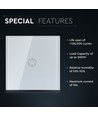 Interrupteur de sonnette tactile 1 bouton, blanc - Couvercle en verre, encastré, IP20 intérieur