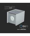 GU10 - béton gris, surface en métal plâtre avec base chromée (carré)