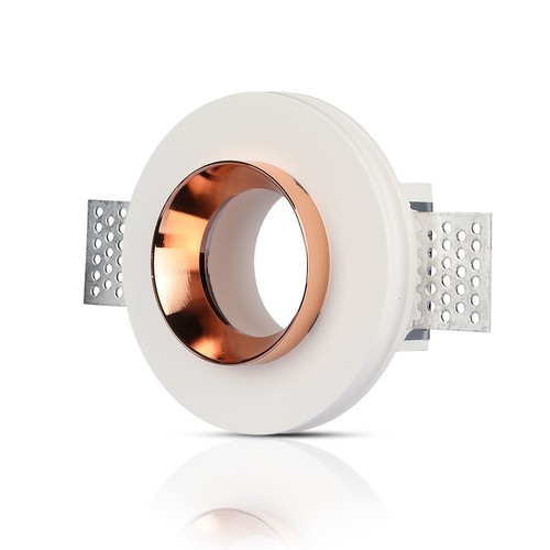 Spot encastrable GU10 en plâtre - Rond, blanc avec or rose mat, sans source lumineuse