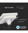 Spot encastrable GU10 en plâtre, carré - Blanc + chrome, 100x100mm, IP20, 5 ans de garantie