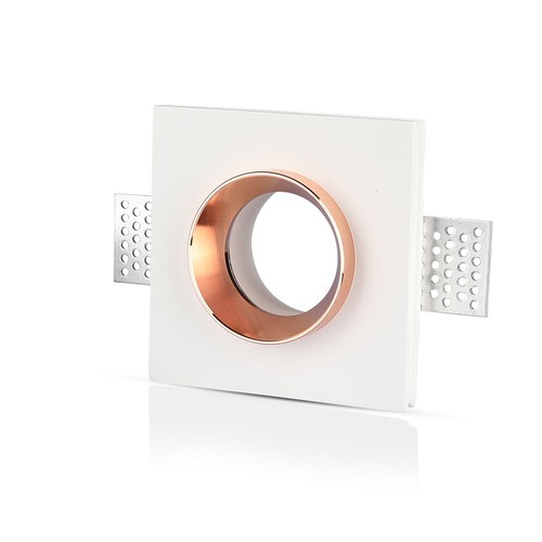 Spot encastrable carré en plâtre - Blanc/chrome, pour GU10/GU5.3, 5 ans de garantie