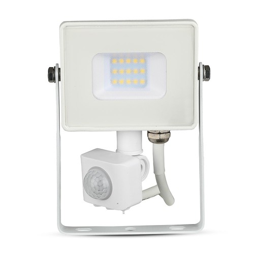 Projecteur 10W - Capteur PIR, Puce Samsung, 4000K, boîtier blanc
