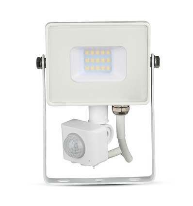 Projecteur 10W - Capteur PIR, Puce Samsung, 4000K, boîtier blanc