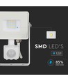 Projecteur 10W - Capteur PIR, Puce Samsung, 4000K, boîtier blanc