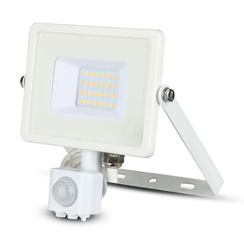 Projecteur LED 20W avec détecteur - Samsung LED chip, blanc, IP65, blanc chaud