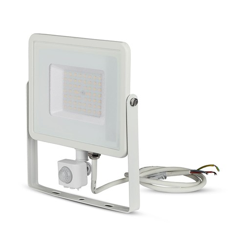 Projecteur LED 50W avec détecteur - IP65, 4000lm, blanc chaud, détecteur de mouvement PIR, bord blanc