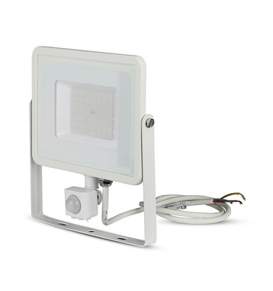 Projecteur LED 50W avec détecteur - IP65, 4000lm, blanc chaud, détecteur de mouvement PIR, bord blanc
