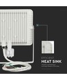 Projecteur LED 50W avec détecteur - IP65, 4000lm, blanc chaud, détecteur de mouvement PIR, bord blanc