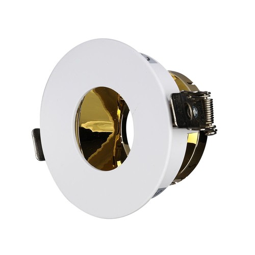 Spot encastrable GU10 - Rond, blanc/or, aluminium, trou : Ø7,5 cm, dim : Ø8,3 cm