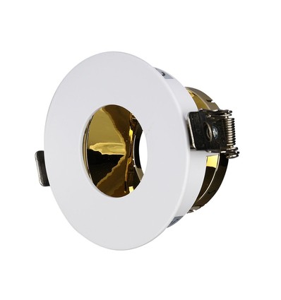 Spot encastrable GU10 - Rond, blanc/or, aluminium, trou : Ø7,5 cm, dim : Ø8,3 cm