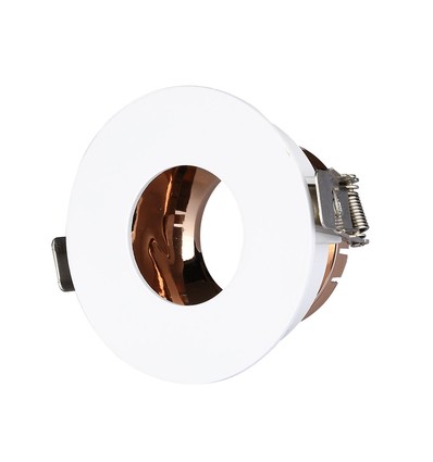 Spot encastrable GU10 - Rond, blanc et rose gold, aluminium, IP20 intérieur