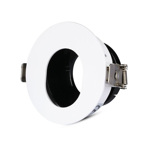 Spot encastrable GU10 - Rond, blanc/noir, aluminium, asymétrique, trou : Ø7,5 cm