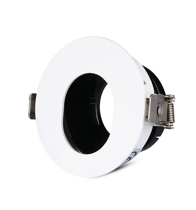 Spot encastrable GU10 - Rond, blanc/noir, aluminium, asymétrique, trou : Ø7,5 cm