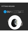 Spot encastrable GU10 - Rond, blanc/noir, aluminium, asymétrique, trou : Ø7,5 cm