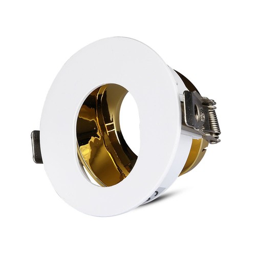 Spot encastrable GU10 - Rond, blanc/or, aluminium, IP20, trou : Ø7,5 cm, dim : Ø8 cm