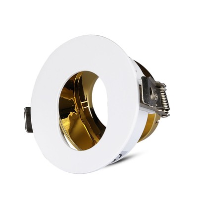 Spot encastrable GU10 - Rond, blanc/or, aluminium, IP20, trou : Ø7,5 cm, dim : Ø8 cm