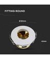 Spot encastrable GU10 - Rond, blanc/or, aluminium, IP20, trou : Ø7,5 cm, dim : Ø8 cm
