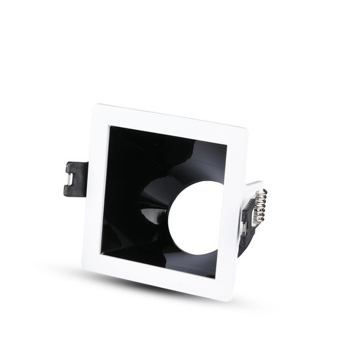 Spot encastrable GU10 - Carré, blanc/noir, trou : 80x80 mm, 3 ans de garantie, sans source lumineuse