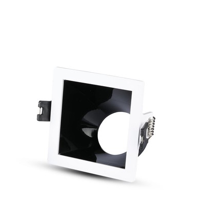 Spot encastrable GU10 - Carré, blanc/noir, trou : 80x80 mm, 3 ans de garantie, sans source lumineuse