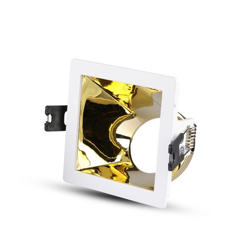 Spot encastrable GU10 - Carré, blanc/or, aluminium, perçage : 80x80mm, sans source lumineuse