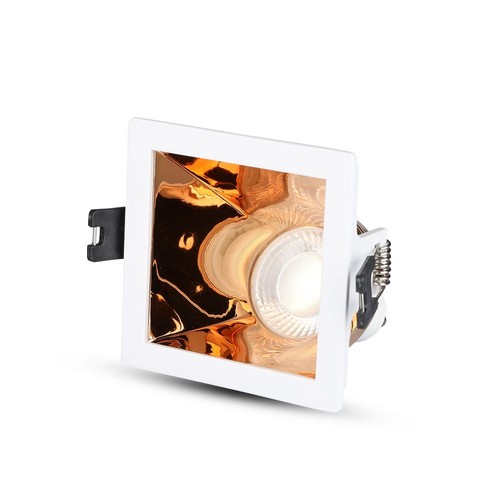 Spot encastrable GU10, carré - Blanc/Or rose, aluminium, Perçage : 80x80 mm, Dimensions : 85x85 mm, sans source lumineuse