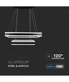 Lustre Soft Light 115W, dimmable - 6300lm, 3000K, noir, 360 degrés, hauteur 120cm