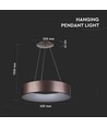 Suspension LED 20W, Ø45cm - Marron café, 3000K, dimmable, suspension par câble 1,2m