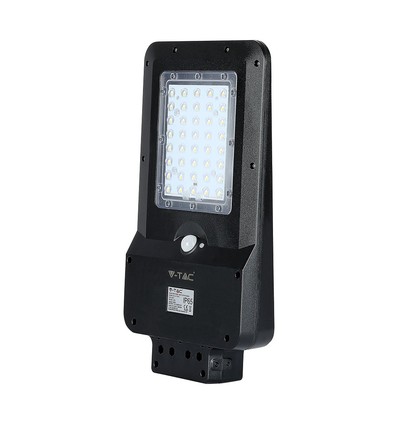 Lampadaire solaire LED 15W - 1600lm, IP65, noir, détecteur de mouvement, batterie lithium 7.4V