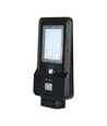 Lampadaire solaire LED 15W - 1600lm, IP65, noir, détecteur de mouvement, batterie lithium 7.4V