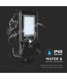 Lampadaire solaire LED 15W - 1600lm, IP65, noir, détecteur de mouvement, batterie lithium 7.4V