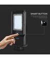 Lampadaire solaire LED 15W - 1600lm, IP65, noir, détecteur de mouvement, batterie lithium 7.4V