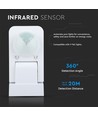 Détecteur de mouvement infrarouge V-Tac IP65, blanc - 360 degrés, portée 20m, max 1000W LED, extérieur/intérieur