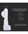 Détecteur de mouvement infrarouge V-Tac IP65, blanc - 360 degrés, portée 20m, max 1000W LED, extérieur/intérieur